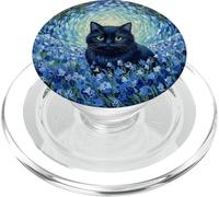 Lindo Gato En Campana Azul Flores Pintura Al óleo Amantes De Gatos PopSockets PopGrip para MagSafe