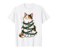 Lindo Gato Envuelto en oropel Luces de Navidad maullido de Navidad Gatito Camiseta