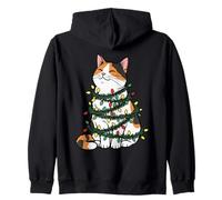 Lindo Gato Envuelto en oropel Luces de Navidad maullido de Navidad Gatito Sudadera con Capucha