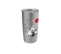 Lindo gato fantasma divertido disfraz de Halloween gato negro Vaso térmico de acero inoxidable de doble pared