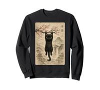 Lindo Gato Flor de Cerezo japonés Edo Woodblock Art Sudadera