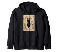 Lindo Gato Flor de Cerezo japonés Edo Woodblock Art Sudadera con Capucha