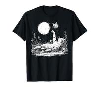 Lindo gato floral Cottagecore estética polilla luna de flores silvestres Camiseta
