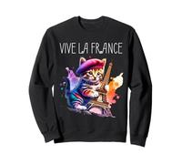 Lindo gato francés patriótico Vive La France Sudadera
