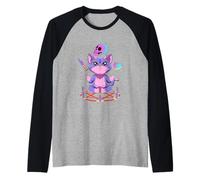 Lindo Gato gótico en Colores Pastel Camiseta Manga Raglan