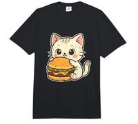Lindo Gato Hamburguesa Kawaii Dibujos Animados Comfort Colors Adult Heavyweight T-Shirt