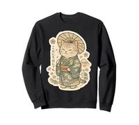 Lindo Gato japonés Anime Kimono Paraguas Kawaii Retro japonés Sudadera