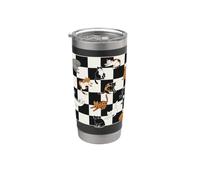 Lindo Gato Juego De Damas Kawaii Gatitos Patrón Meme Ropa Vaso térmico de acero inoxidable de doble pared