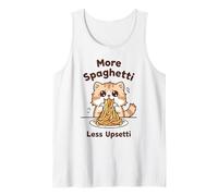 Lindo Gato Kawaii Anime Más Espaguetis Menos Upsetti Meme Mujeres Camiseta sin Mangas