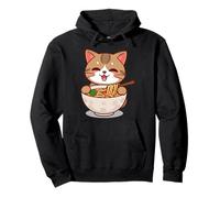 Lindo gato kawaii comiendo un tazón de ramen Sudadera con Capucha