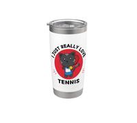 Lindo gato kawaii I Just Really Love Tennis Lover Vaso térmico de acero inoxidable de doble pared