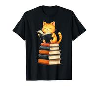 Lindo Gato Leyendo Libros Amante Storytelling Theme Bookworm Camiseta
