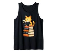 Lindo Gato Leyendo Libros Amante Storytelling Theme Bookworm Camiseta sin Mangas