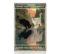 Lindo Gato Lo Que Más Importa Es Cómo Te Ves A Ti Mismo Letrero De Metal Letrero De Estaño Hierro Carteles para Baño Cocina Dormitorio 30X40cm