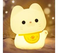 Lindo gato luz nocturna para niños, silicona gatito animal LED lámpara táctil con temporizador regulable, recargable por USB, mesita de noche para niños pequeños, decoración de dormitorio, regalos