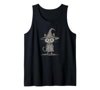 Lindo gato mágico con sombrero para magos y amantes de los gatos Camiseta sin Mangas