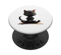 Lindo gato meditando tranquilo ambiente zen PopSockets PopGrip Adhesivo