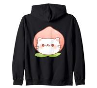 Lindo Gato melocotón Kawaii Neko-Chan corazón Patas ronroneo Arte en la Espalda Sudadera con Capucha