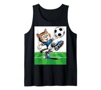 Lindo Gato Merch, Divertido Gato Vintage de una pandilla de Gatos Jugando al fútbol Camiseta sin Mangas