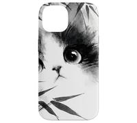Lindo Gato Mirando a través de bambú japonés Sumi-e Art Carcasa para iPhone 14