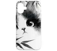 Lindo Gato Mirando a través de bambú japonés Sumi-e Art Carcasa para iPhone 16 Plus