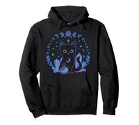 Lindo Gato Negro Bruja Cristal Kawaii Pastel gótico Sudadera con Capucha
