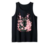 Lindo gato negro flor de cerezo japonés Sakura gato adolescente niñas Camiseta sin Mangas