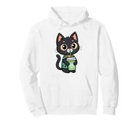 Lindo Gato Negro Gatito Bebiendo té de Burbujas de té de Boba Sudadera con Capucha