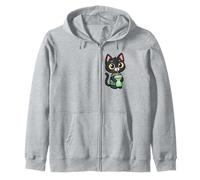 Lindo Gato Negro Gatito Bebiendo té de Burbujas de té de Boba Sudadera con Capucha