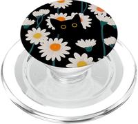 Lindo Gato Negro Hiding In Daisy Flower Blossom PopSockets PopGrip para MagSafe