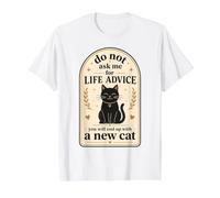 Lindo Gato Negro Humor Vida Introvertida Consejos Cita Camiseta gráfica económica, Hombre, Blanco, S