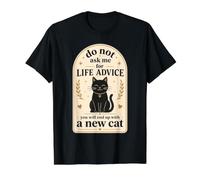 Lindo Gato Negro Humor Vida Introvertida Consejos Cita Camiseta gráfica económica, Hombre, Negro, L