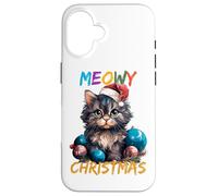Lindo Gato Negro luz de Navidad Divertido Amante de los Gatos Navidad Carcasa para iPhone 16