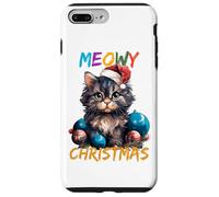 Lindo Gato Negro luz de Navidad Divertido Amante de los Gatos Navidad Carcasa para iPhone 7 Plus/8 Plus