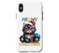 Lindo Gato Negro luz de Navidad Divertido Amante de los Gatos Navidad Carcasa para iPhone X/XS