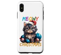 Lindo Gato Negro luz de Navidad Divertido Amante de los Gatos Navidad Carcasa para iPhone XS MAX