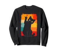Lindo Gato Negro Mano Signos lenguaje I Love You Retro Sunset Sudadera