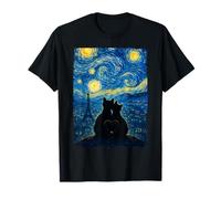 Lindo Gato Pareja La Noche Estrellada París Francia Cielo Am Camiseta
