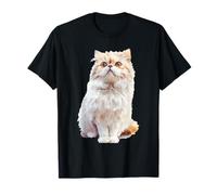 Lindo Gato Persa Esponjoso Mirando hacia Arriba Amante felino Camiseta