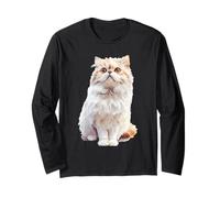 Lindo Gato Persa Esponjoso Mirando hacia Arriba Amante felino Manga Larga