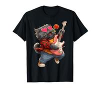 Lindo Gato Persa Guitarrista Tocando la Guitarra día de San Valentín Camiseta