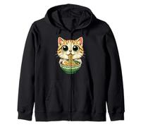 Lindo Gato Ramen Comiendo Fideos Kawaii Estilo Anime gráfico Sudadera con Capucha