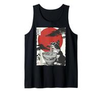 Lindo Gato Ramen Estético Japonés Ukiyo-e Groovy Anime Cat Camiseta sin Mangas