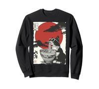 Lindo Gato Ramen Estético Japonés Ukiyo-e Groovy Anime Cat Sudadera