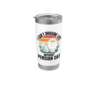 Lindo gato retro No puedo imaginar la vida sin un gato persa Vaso térmico de acero inoxidable de doble pared