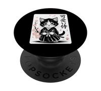 Lindo Gato Samurai bebé Kawaii clásico - Lindo japonés Sakura PopSockets PopGrip Adhesivo
