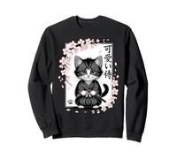 Lindo Gato Samurai bebé Kawaii - Lindo japonés Sakura Sudadera