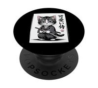 Lindo Gato Samurai Gato - Kawaii Baby Neko PopSockets PopGrip Adhesivo
