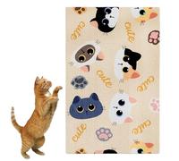 Lindo gato Scratchers Pad, desgaste resistente a los arañazos mate, interior de dibujos animados, gato raspador, adhesivo Cat Claw Grinding Mat 19,69 x 31,5 for Pets Grinding Claws, Playing (Multi)