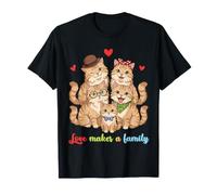 Lindo Gato Siberiano Juntos Amor Hace una reunión Familiar Camiseta